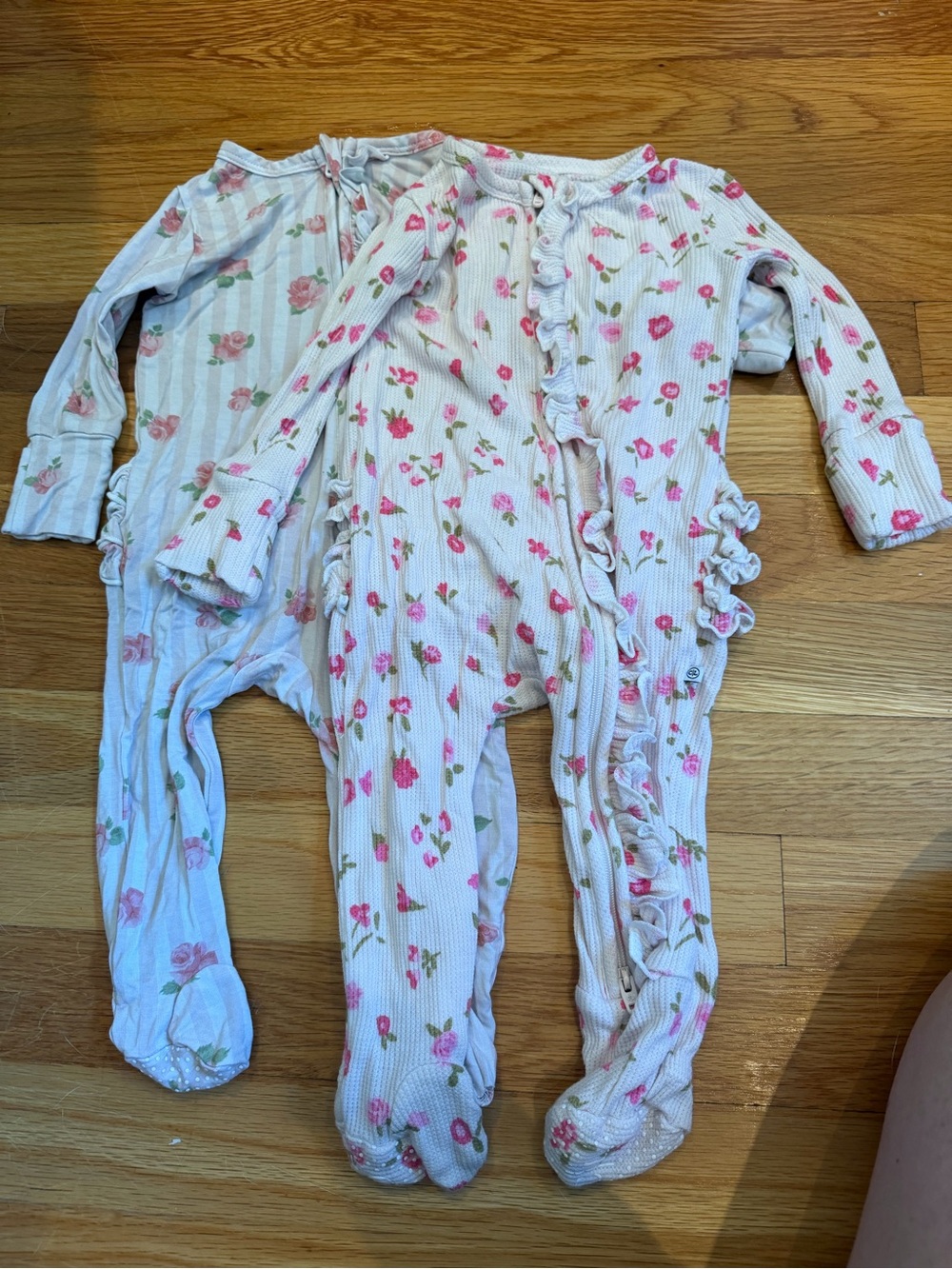 Caden Lane Floral Ruffle One-Piece Sleeper - Pink Bundle